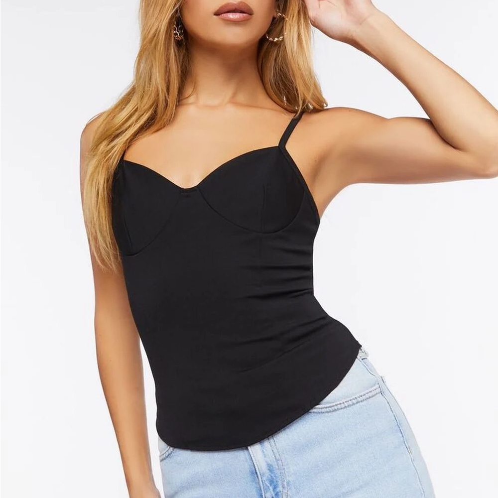 Forever 21 Black Sweetheart Bustier Corset Cami Tank Top